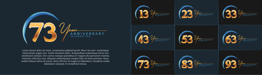 Set of Anniversary Logotype blue and gold color can be use for special day celebration