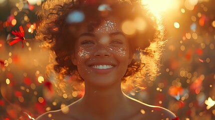 Dynamic Celebration: Enchanting Pompoms in Sunlit Golden Hour