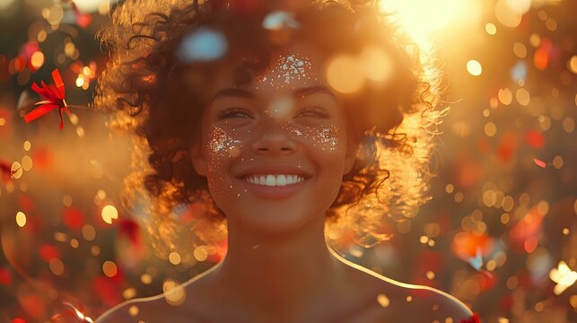 Dynamic Celebration: Enchanting Pompoms in Sunlit Golden Hour