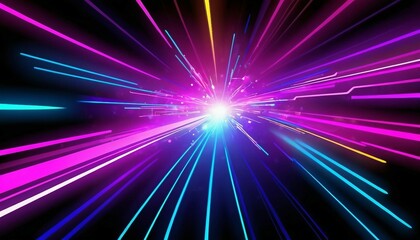 Abstract neon lights background with glowing lines and futuristic vibes.