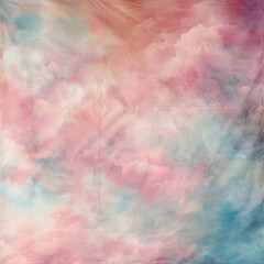 A colorful, abstract painting of clouds with a pinkish hue. The painting is full of vibrant colors and has a dreamy, whimsical feel to it