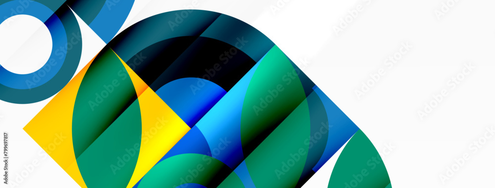 Poster a chameleon crafted from azure and aqua geometric shapes on a white background. the design features 