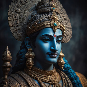 portrait of god arjun with blue theme