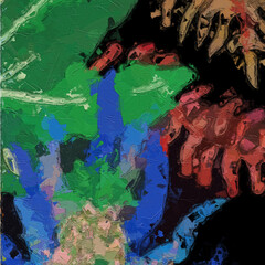 Naklejka premium Oil painting and various flowers, leaves, dogs, chrysanthemums, birds, beautiful wedding illustrations