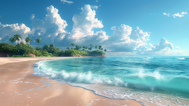 summer time holiday background, tropical beach island happy day bright sunshine, tropical fruits. Creative minimal summer idea