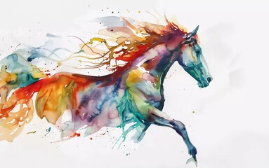 Cute horse watercolor painting