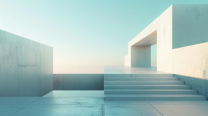 Serene Symmetry: Minimalistic Abstract Wallpaper Celebrating Modernist Architecture