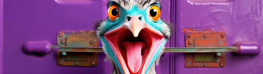 Colorful Cartoon Bird with Surprised Expression