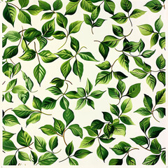 botanical pattern of green leaves on isolated background