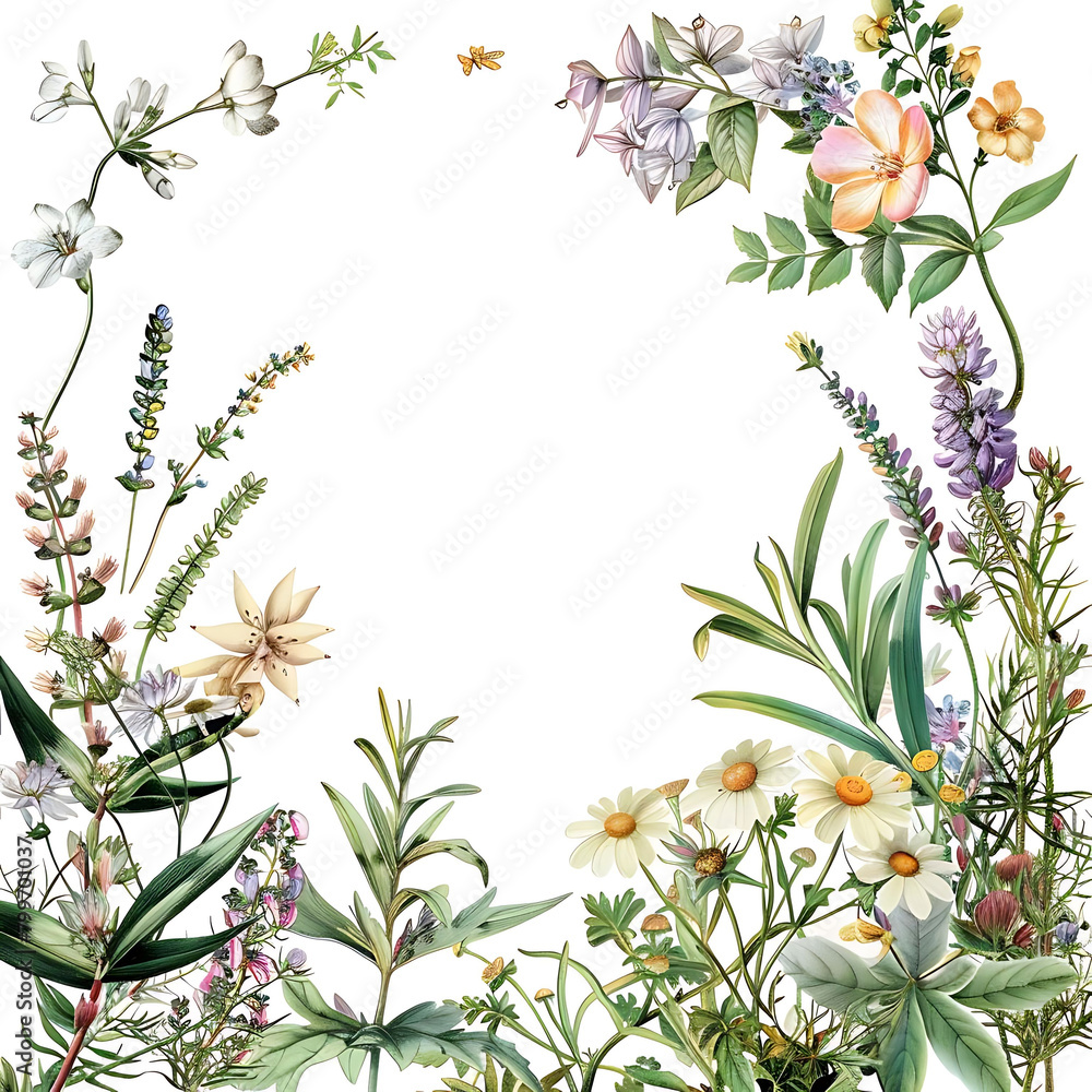 Poster botanical pattern with copy space in the center