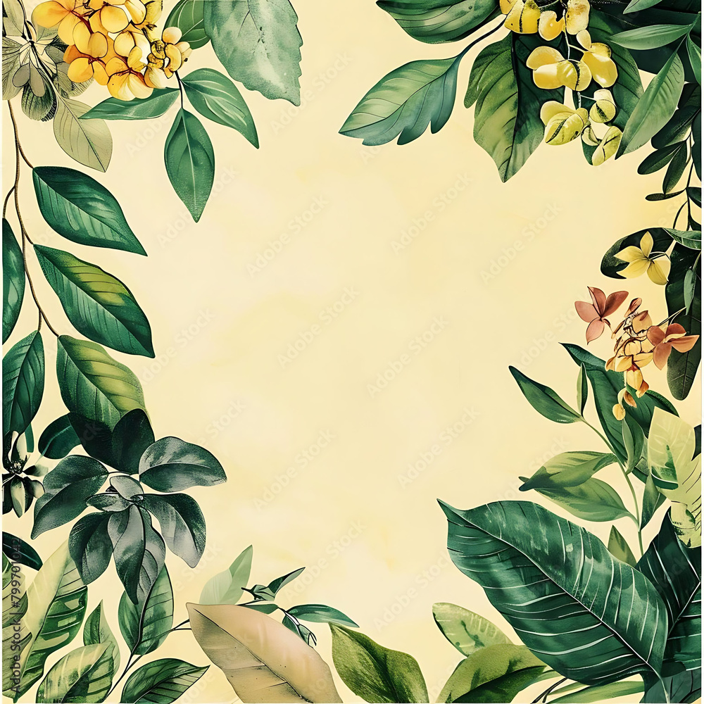 Poster botanical pattern with copy space for text in the middle