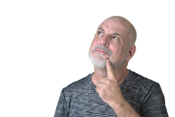 portrait adult man bald white beard face expression happy thoughtful male model gentleman in black clothes image.