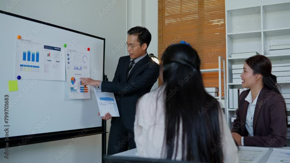 Aufkleber teamwork business group are meeting working and brainstorming about business financial and marketing