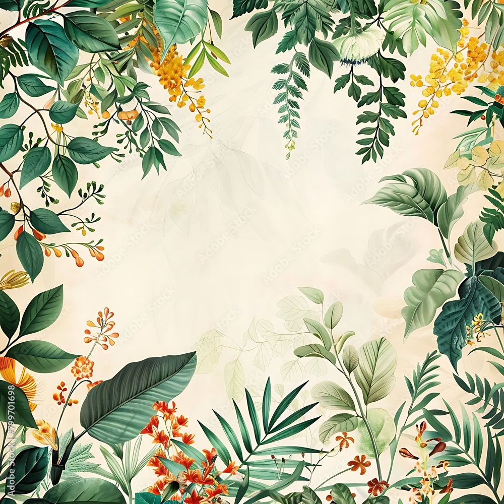 Poster botanical pattern with copy space for text