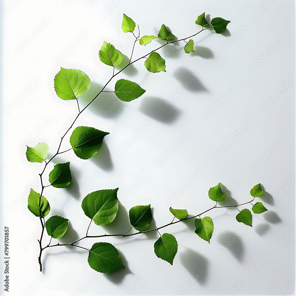 Poster clean and simple arrangement of tree leaves on isolated background