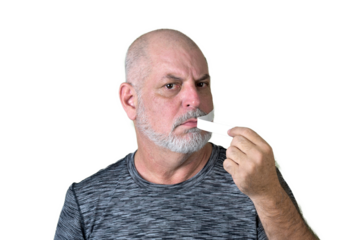 portrait adult man bald white beard face expression happy thoughtful male model gentleman in black clothes image.