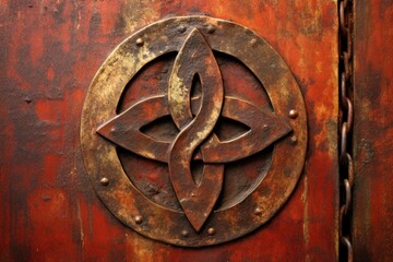 Rustic Metal Emblem on Aged Surface