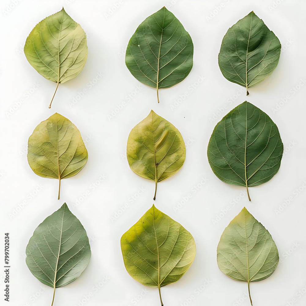Poster clean and simple arrangement of tree leaves on isolated background
