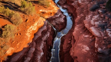 Vibrant Sandstone Gorge with Flowing Stream