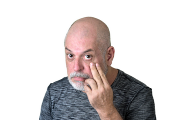 portrait adult man bald white beard face expression happy thoughtful male model gentleman in black clothes image.