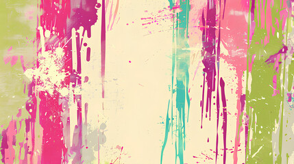  Retro Paint Splashes, Pastel Toned Grunge Artistic Background with Copy Space
