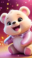 Fototapeta premium Cute baby bear in beautiful sparkling colourful background wallpaper, Mobile wallpapers of cute teddy bear, baby bear wallpaper, Cute animals