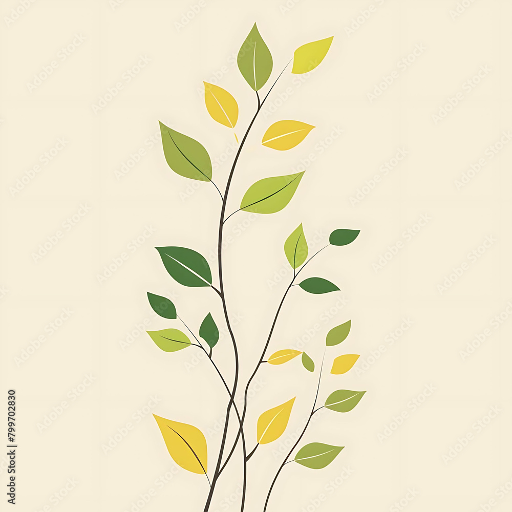 Poster clean and simple design of tree leaves in a vase