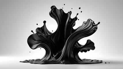 Abstract Art of Fluid Black Ink Silhouette Illustration