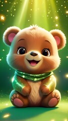 Cute baby bear in beautiful sparkling colourful background wallpaper, Mobile wallpapers of cute teddy bear, baby bear wallpaper, Cute animals