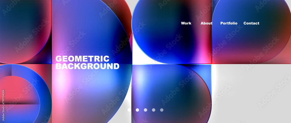 Poster a vibrant geometric background featuring circles and squares in electric blue and magenta colors. th