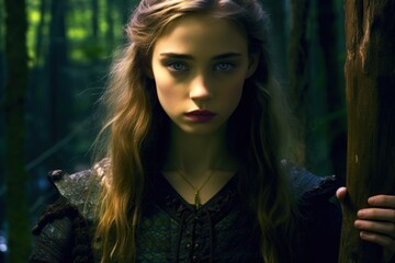 Fototapeta premium Mysterious woman in the forest