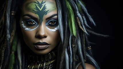 Fierce Tribal Warrior Face Makeup