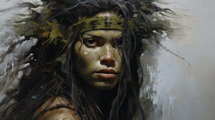 Powerful Tribal Warrior Portrait
