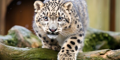 Fototapeta premium Captivating Snow Leopard Close-Up