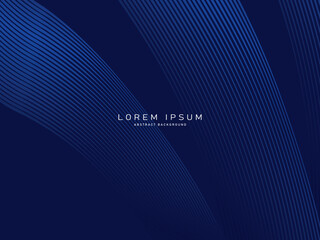 Dark blue abstract background with shining waves. Shiny moving lines design element. Modern blue purple gradient flowing wave lines. Futuristic technology concept. Vector illustration.