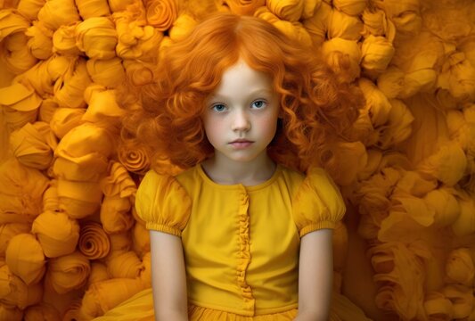 Vibrant Redhead in Yellow Dress