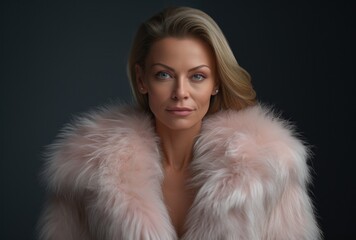 Elegant woman in fur coat