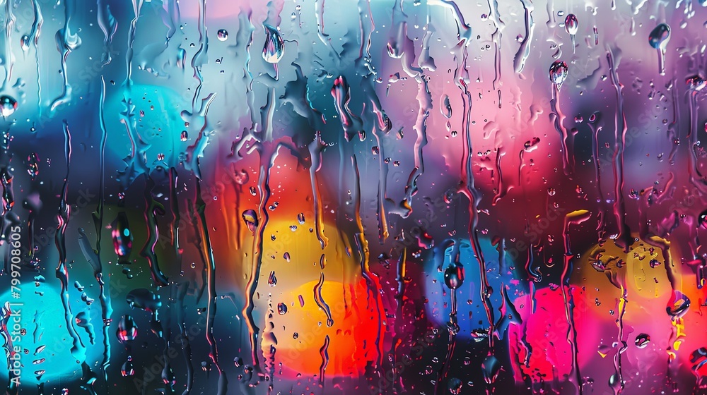 Aufkleber mesmerizing image of rain streaming down a windowpane in abstract patterns, distorting the view outs