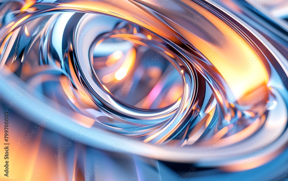 Poster 3d rendering of abstract wavy metallic background