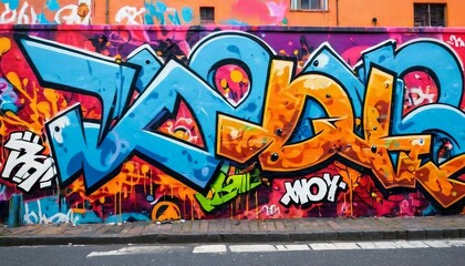 Street art-inspired background with graffiti-like elements and urban motifs.