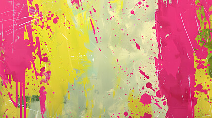 Fototapeta premium Explosive Pink and Yellow Abstract Paint Splatter, Creative Grunge Background with Copy Space