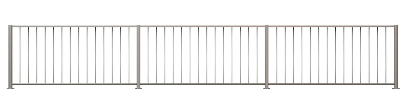 Modern Architectural Detail:  3D render of a sleek metal handrail (transparent background).  A perfect touch for modern architectural projects.