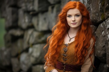 Obraz premium Enchanting Redhead in Rustic Setting