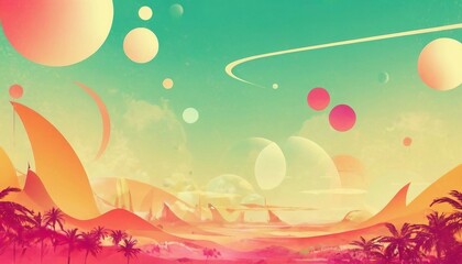 Retro-futuristic background with a blend of vintage aesthetics and futuristic elements.
 - obrazy, fototapety, plakaty