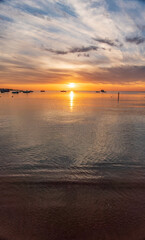 Beautiful red and orange sunrise over the sea.