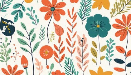 Abstract botanical background with organic shapes and floral motifs.