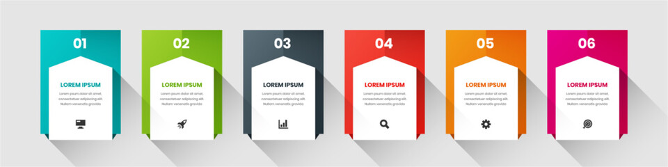 Business Infographic Template with 6 Number and Icon Can be Used for Presentation 