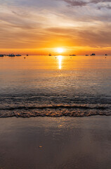 Beautiful red and orange sunrise over the sea.