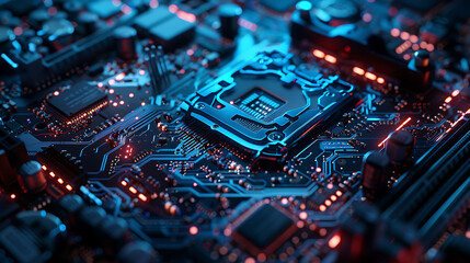 Fototapeta na wymiar close up of computer circuit board