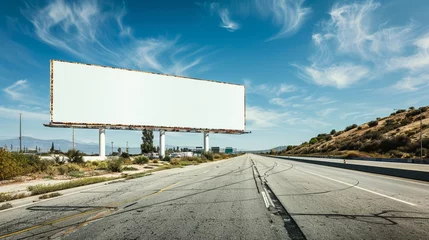 Fotobehang Wide-angle billboard mockup on the side of an expressway featuring a vast © reels